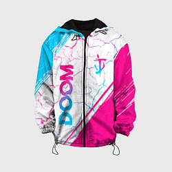 Куртка с капюшоном детская Doom neon gradient style вертикально, цвет: 3D-черный