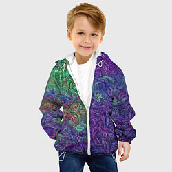 Куртка с капюшоном детская Вьющийся узор фиолетовый и зелёный, цвет: 3D-белый — фото 2