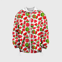 Куртка с капюшоном детская Нарезанный арбуз, цвет: 3D-белый