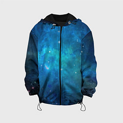 Куртка с капюшоном детская Голубой космос, цвет: 3D-черный