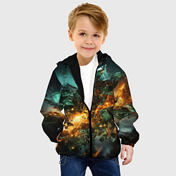 Куртка с капюшоном детская Геометрический всплеск, цвет: 3D-черный — фото 2