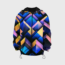 Куртка с капюшоном детская Неоновые абстрактные горы, цвет: 3D-черный