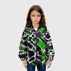 Куртка с капюшоном детская Кляксы чёрные и зелёные, цвет: 3D-черный — фото 2