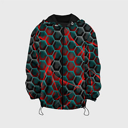 Куртка с капюшоном детская Нано шестиугольник, цвет: 3D-черный