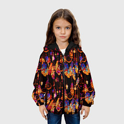 Куртка с капюшоном детская Ловцы снов с яркими перьями, цвет: 3D-черный — фото 2