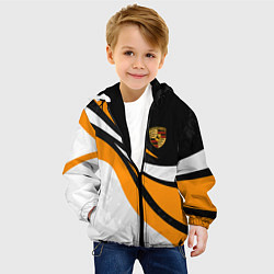 Куртка с капюшоном детская Porsche - Оранжевая абстракция, цвет: 3D-черный — фото 2