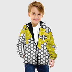 Куртка с капюшоном детская Жёлтая энерго-броня из шестиугольников, цвет: 3D-черный — фото 2