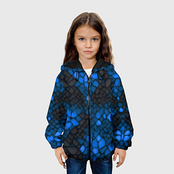 Куртка с капюшоном детская Синий трескающийся камень, цвет: 3D-черный — фото 2