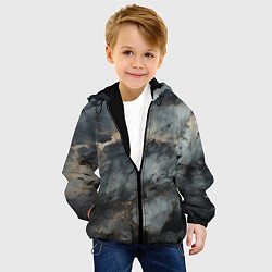 Куртка с капюшоном детская Темно-серый мрамор, цвет: 3D-черный — фото 2