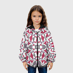 Куртка с капюшоном детская Геометрический узор красно серый, цвет: 3D-черный — фото 2