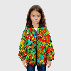 Куртка с капюшоном детская Индийский этнический орнамент пейсли, цвет: 3D-черный — фото 2