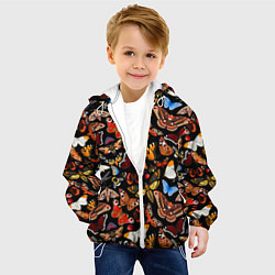 Куртка с капюшоном детская Разноцветные тропические бабочки, цвет: 3D-белый — фото 2