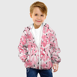 Куртка с капюшоном детская Стая розовых фламинго, цвет: 3D-белый — фото 2