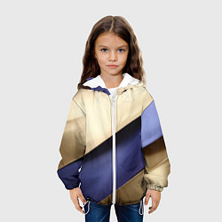 Куртка с капюшоном детская Фиолетовая вставка на золотом фоне, цвет: 3D-белый — фото 2