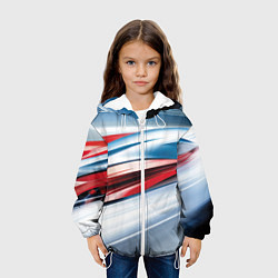 Куртка с капюшоном детская Белая синяя красная абстракция, цвет: 3D-белый — фото 2