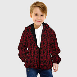 Куртка с капюшоном детская Чёрно-красный узоры, цвет: 3D-черный — фото 2