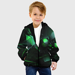 Куртка с капюшоном детская Геометрическая текстурная зеленая абстракция, цвет: 3D-черный — фото 2
