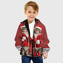 Куртка с капюшоном детская С новым котом - два кота в костюмах Санты, цвет: 3D-черный — фото 2