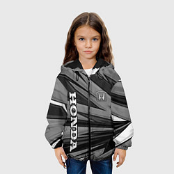 Куртка с капюшоном детская Honda - монохромный спортивный, цвет: 3D-черный — фото 2