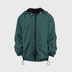 Куртка с капюшоном детская Зелёный геометричные линии, цвет: 3D-черный