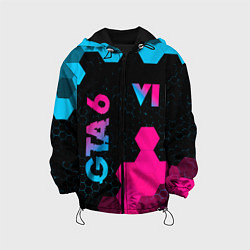 Куртка с капюшоном детская GTA 6 - neon gradient вертикально, цвет: 3D-черный