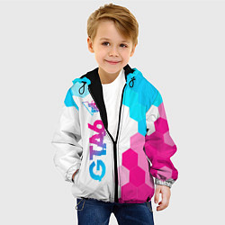 Куртка с капюшоном детская GTA6 neon gradient style по-вертикали, цвет: 3D-черный — фото 2