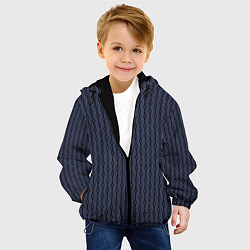 Куртка с капюшоном детская Чёрный узор на серо-синем, цвет: 3D-черный — фото 2