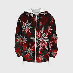 Куртка с капюшоном детская Рождественские снежинки, цвет: 3D-белый
