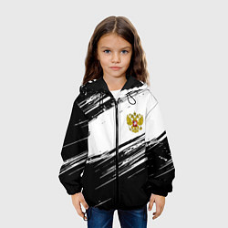 Куртка с капюшоном детская Герб РФ спортивные краски, цвет: 3D-черный — фото 2