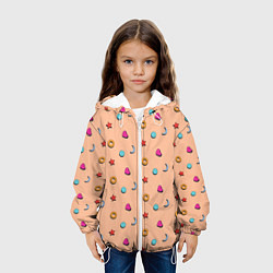 Куртка с капюшоном детская Узор с сердцем, звездой и кругом, цвет: 3D-белый — фото 2