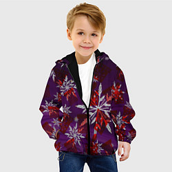 Куртка с капюшоном детская Зимние снежинки узоры, цвет: 3D-черный — фото 2