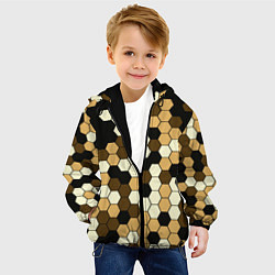 Куртка с капюшоном детская Камуфляж гексагон коричневый, цвет: 3D-черный — фото 2