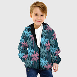 Куртка с капюшоном детская Паттерн - пальмы, цвет: 3D-черный — фото 2