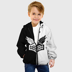 Куртка с капюшоном детская Волки и молот Тора, цвет: 3D-черный — фото 2