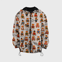 Куртка с капюшоном детская Персонажи слово пацана - мишки, цвет: 3D-черный