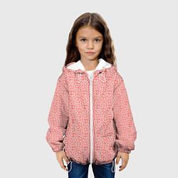 Куртка с капюшоном детская Оранжево-розовый светлый пятнистый паттерн, цвет: 3D-белый — фото 2