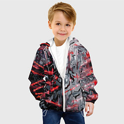 Куртка с капюшоном детская Адский доспех в царапинах, цвет: 3D-белый — фото 2