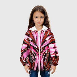 Куртка с капюшоном детская Розовый кибер доспех, цвет: 3D-белый — фото 2