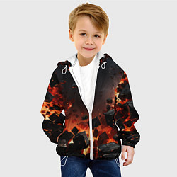 Куртка с капюшоном детская Взрыв плит и огонь, цвет: 3D-белый — фото 2