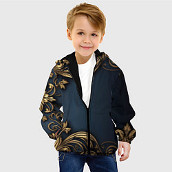 Куртка с капюшоном детская Лепнина объемные золотые узоры на ткани, цвет: 3D-черный — фото 2