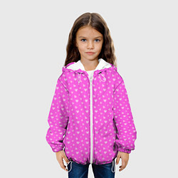 Куртка с капюшоном детская Розовый маленькие сердечки, цвет: 3D-белый — фото 2