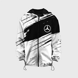 Куртка с капюшоном детская Mercedes benz краски чернобелая геометрия, цвет: 3D-черный