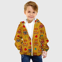 Куртка с капюшоном детская Игрушечные мишки и разноцветные сердца, цвет: 3D-белый — фото 2