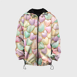 Куртка с капюшоном детская Сердечки розовые конфетки, цвет: 3D-черный