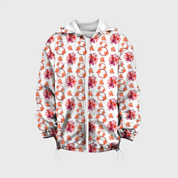 Куртка с капюшоном детская 8 марта праздничные цветы, цвет: 3D-белый