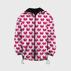 Куртка с капюшоном детская Двойное сердце на розовом фоне, цвет: 3D-черный