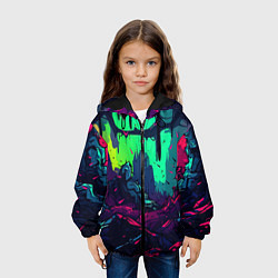 Куртка с капюшоном детская Кислотные абстракт, цвет: 3D-черный — фото 2