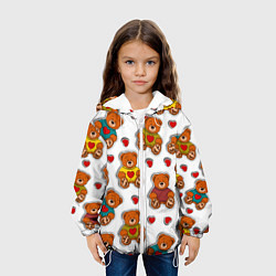 Куртка с капюшоном детская Наклейки стикер мишки и сердечки, цвет: 3D-белый — фото 2