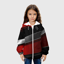 Куртка с капюшоном детская Красный серый и черный, цвет: 3D-белый — фото 2