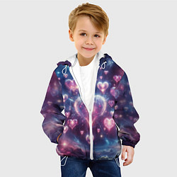 Куртка с капюшоном детская Космические сердца - звезды, цвет: 3D-белый — фото 2